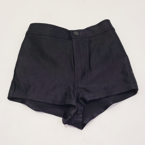 American Apparel Black High Waisted Shiny Disco Women's Shorts size xxs - Picture 6 of 7